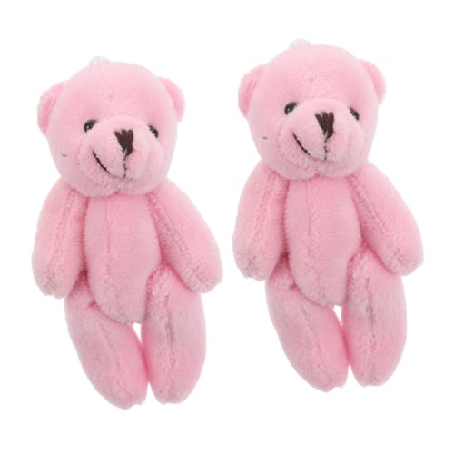 MOLUCKFU 2 Stück Mini Plüschbären Rosa Realistische Puppenhaus Tiere Weiche Stofftiere für Basteln Partygeschenke für Miniaturszenen von MOLUCKFU
