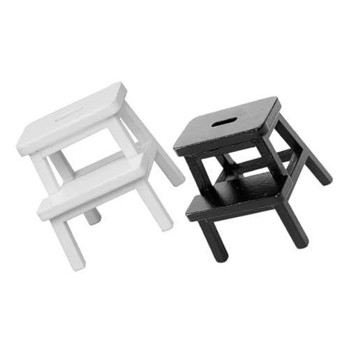 MOLUCKFU 2 Stück Mini Tritthocker, Holz Minihocker, Mini Hocker, Miniatur Hocker, Miniatur Möbel, Mini Möbelmodelle, Kleine Möbel, Puppenhausmöbel, Mini Holzhocker, Puppenhocker von MOLUCKFU
