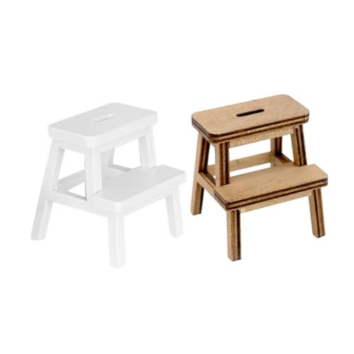 MOLUCKFU 2 Stück Mini Tritthocker, Puppenhaus Hocker, Zubehör, Miniatur Schmuck, Mini Holzhocker, Modell, Miniatur Hocker, Puppenhaus Hocker, Modell, Puppenhaus, Miniatur Holzhocker, von MOLUCKFU