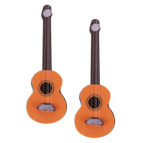 MOLUCKFU 2 Stück Miniatur Gitarren aus Holz Realistische Kleine Gitarrenmodelle für Puppenhaus Dekoration Langlebig Handgefertigt für DIY und Fotorequisiten von MOLUCKFU