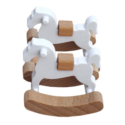 MOLUCKFU 2 Stück Miniatur Schaukelpferd aus Holz Puppenhaus Zubehör Rustikales Design Vielseitig als Möbelstück und Dekoration für Puppenmöbel Babyzimmer und Micro Landschaft von MOLUCKFU