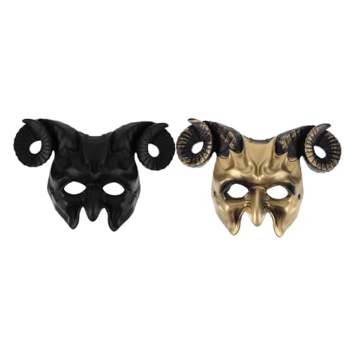 MOLUCKFU 2 Stück RAM Skull Mask mit Teufelshörnern Realistische Halbes Gesicht Maske aus Atmungsaktivem Kunststoff Halloween Karneval Cosplay Schwarz für Erwachsene MOLUCKFU 2 Stück RAM Skull Mask mit Teufelshörnern Realistische Halbes Gesicht Maske aus Atmungsaktivem Kunststoff Halloween Karneval Cosplay Schwarz für Erwachsene von MOLUCKFU