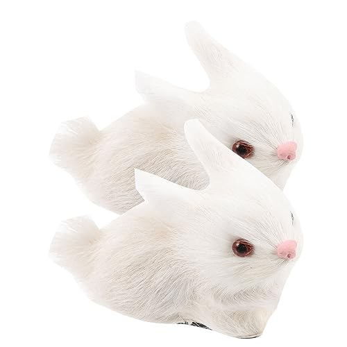 MOLUCKFU 2 Stück Simulation Hase Realistische Plüschkaninchen Figuren für Kreative Raumdekoration und Kinderzimmer Furry Rabbit Doll Dekoration Allergikerfreundlich und Langlebig von MOLUCKFU