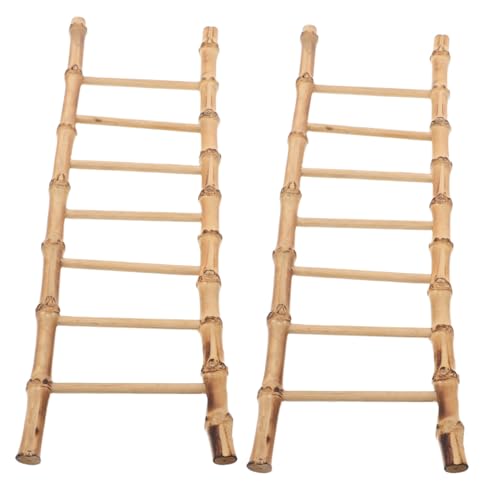 MOLUCKFU 2 Stück Teiliges Mini Bambusleiter Set Retro Stil Detailreiche Kleine Stehleiter für Puppenhaus Möbel Vielseitige Miniatur Dekoration für DIY Landschaft Sandgarten und von MOLUCKFU