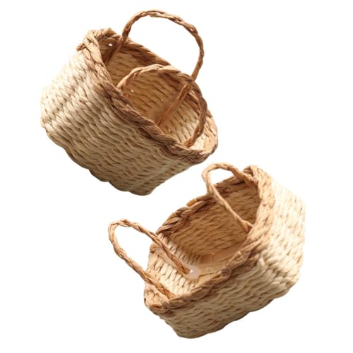 MOLUCKFU 2 Stück Teiliges Miniaturkorb Set Handgewebt Realistische Kleine Körbe für Puppenhaus Dekoration Tragbar und Dekorativ für Sammler und Kreatives Mini Party Favor Geschenk von MOLUCKFU