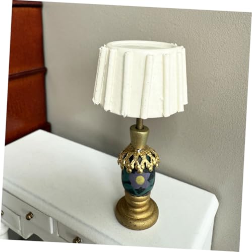 MOLUCKFU 2 Stück Teiliges Puppenhaus Mini Tischlampen Bär Design mit Weißem Lampenschirm Dekorative Nachtlichter für Puppenstube Kreative Miniatur Beleuchtung für Fotografie und Sammler von MOLUCKFU
