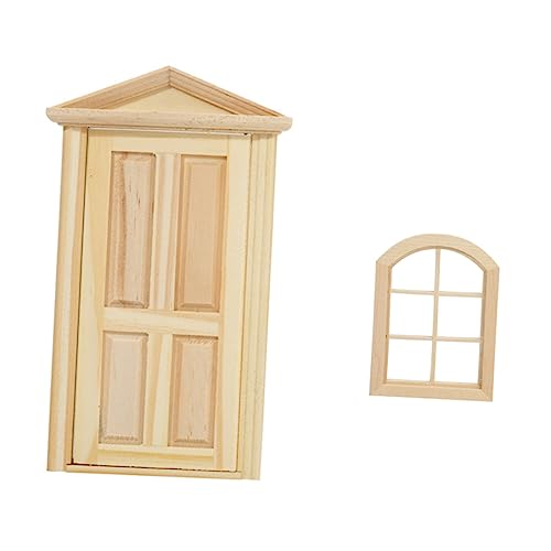 MOLUCKFU 2 Stücke Miniatur Tür Rahmen Fenster DIY Holztür Fenster Puppe Hausdekor von MOLUCKFU