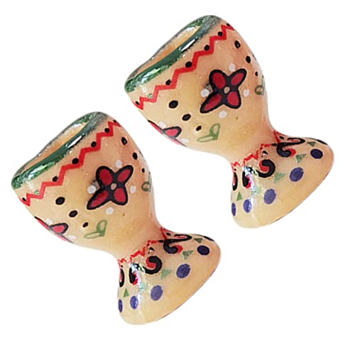 MOLUCKFU 2 Stücke Puppe Becher Mini Keramik Weinbecher Miniatur Egg Cups Ostern von MOLUCKFU
