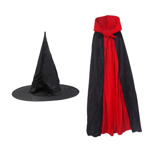 MOLUCKFU Zaubererkostüme Für Kinder 2-teiliges Cape- Und Schirmhut-Set Für Halloween-Partys Cosplay Bühnenauftritte 140 cm Cape von MOLUCKFU