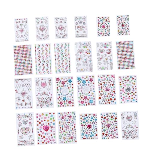 MOLUCKFU Lustiges Diamant-Aufkleber-Set 24 Bögen Strass-Aufkleber Für Jungen Und Mädchen Telefonperlen-Aufkleber Acryl-Aufkleber Für Mädchen Zufälliger Stil von MOLUCKFU