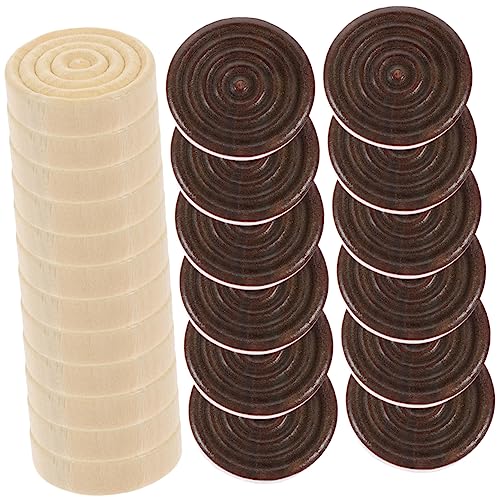 MOLUCKFU 24 Stück Teiliges Holzspielsteine Runde Brettspiel Ersatzteile Robuste Polierte Dame und Schachfiguren Tragbares Zubehör für Familie und Sicheres Material Einsetzbar von MOLUCKFU