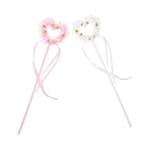 MOLUCKFU 2Pcs Feenstab Fairy Stick for Girls Children Party Bevorzugt Kinder Bühne Performance Prop Heart Fairy Zauberstab MOLUCKFU 2Pcs Feenstab Fairy Stick for Girls Children Party Bevorzugt Kinder Bühne Performance Prop Heart Fairy Zauberstab von MOLUCKFU