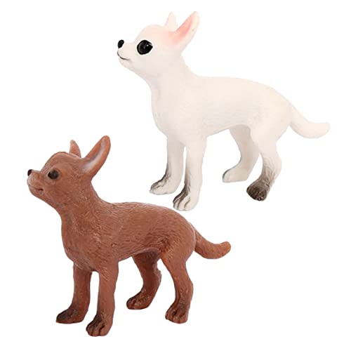MOLUCKFU 2St Chihuahua-Modell Hund Haustierbedarf kinderspielzeug Sandtisch-Dekoration wohnungsdeko Dog Toy realistische Welpenfiguren Welpen-Dekore Plastik von MOLUCKFU