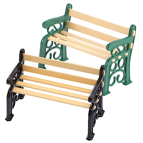 MOLUCKFU 2St Mini-Wohnbank Puppe Miniaturmöbel winziges -Kit für kinderspielzeug Living Room Decoration gartenbänke Miniaturstuhl Gartenminiaturen Legierung von MOLUCKFU