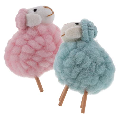 MOLUCKFU 2St Wollfilzschaf Ornament Miniatur Tierspielzeug Teppich Ziege Schafe Schafstatue Schafe Fotorequisiten Tisch kleine Schafe dekorative filze Schafe gefilzte Schafdekore von MOLUCKFU