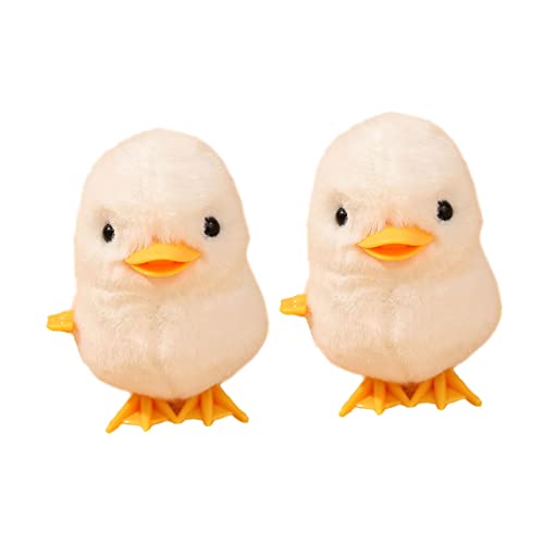 MOLUCKFU 2St springendes Huhn für kinderspielzeug Ostern Plush Funny Party Toys Cartoon-Aufziehspielzeug Uhrwerk Uhrwerkspielzeug Plastik Weiß von MOLUCKFU