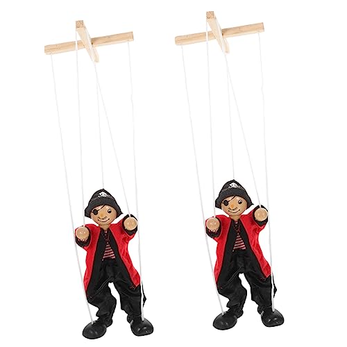 MOLUCKFU 2pcs Holz Pirate Marionette Puppen Für Kinder Pädagogisches Spielzeug Pull String Marionette Puppet Set von MOLUCKFU
