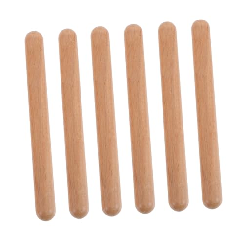 MOLUCKFU 3 Paare Holz Rhythmusstöcke Claves Schlaginstrument für Anfänger Natürliche Farbe Robustes Percussion zur Rhythmusförderung und Musikalischen Früherziehung von MOLUCKFU