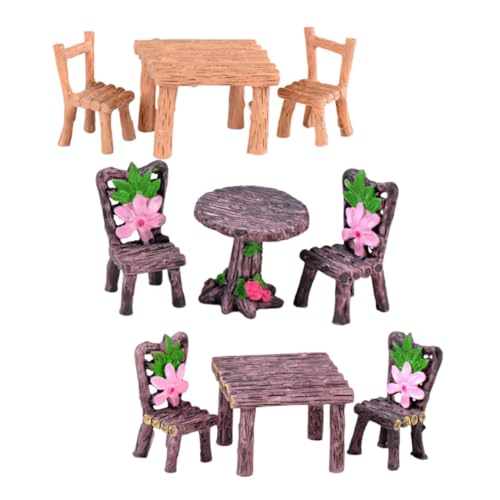 MOLUCKFU 3 Sets Mini Tisch Und Stühle, Mikro Gartenornament, Kleine Möbel, Landschaftsbau Ornamente, Kleine Möbel, Gartendekor, Bonsai Möbel Ornamente, DIY Mini Stuhlmodell von MOLUCKFU