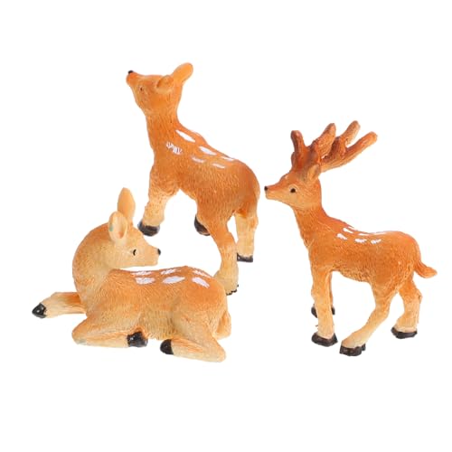 MOLUCKFU 3 Stück Mikro Landschaftstiere, Kunstharz, Miniatur Hirsch Dekore, Kleines Hirsch Ornament, Hirschfigur, Kleine Hirschstatue, Miniatur Hirschfigur, Mini Hirschfiguren, Mini von MOLUCKFU