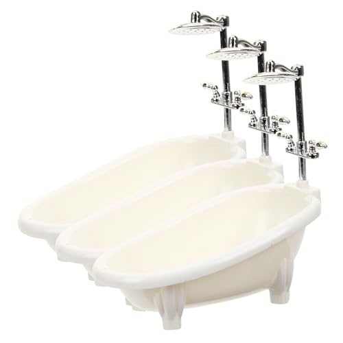 MOLUCKFU 3 Stück Miniatur Puppenhaus Badewanne Teiliges Mini Badezimmer Möbel Mini Haus Zubehör für DIY Puppen Dekoration Realistische Detailreiche Gestaltung für Bastler von MOLUCKFU