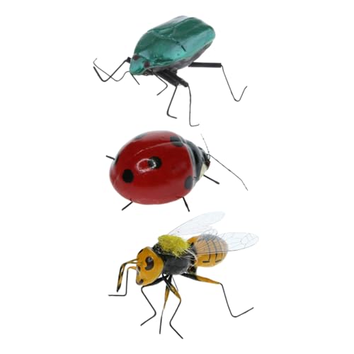 MOLUCKFU 3 Stück Simulation Insekten Dekoration Figur Für Bienenfigur Gefälschte Garten Biene Marienkäfer Figur Gefälschte Marienkäfer Marienkäfer Biene Modell von MOLUCKFU
