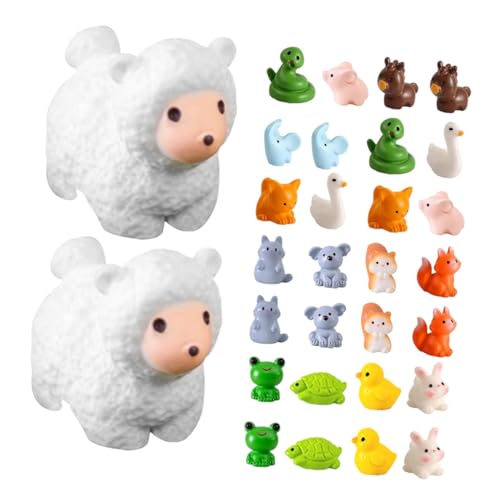 MOLUCKFU 30 Stück Teiliges Miniatur Tierfiguren aus Harz Niedliche Kleine Frosch Entenornamente Kreative Mini Deko für Mooslandschaften Puppenhaus und Blumentopfgestaltung von MOLUCKFU
