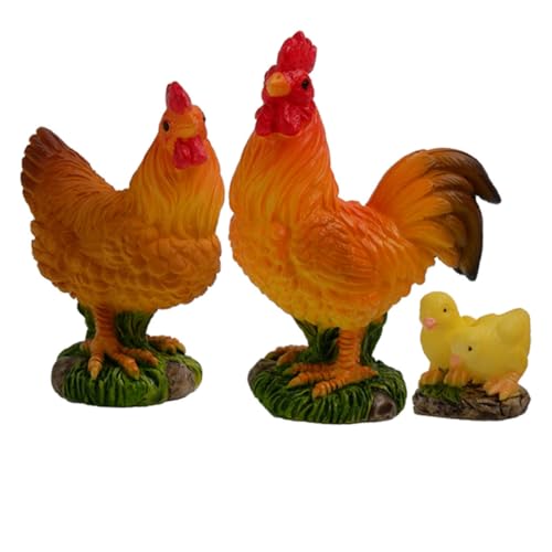 MOLUCKFU 3st Gartenverzierung Hühner Miniaturfiguren Bauernspielzeug Gartenschmuck Grübler Hahn Huhn Gartendekoration Kleine Tierstatue Miniatur-tierfigur Tierornament Miniaturtiere Harz von MOLUCKFU