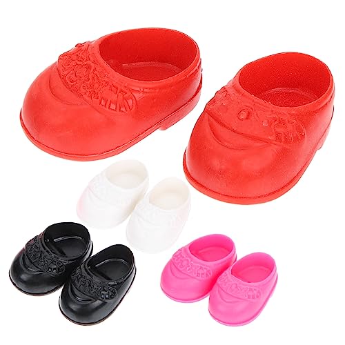 MOLUCKFU Puppenzubehör – 4 Paar Miniaturschuhe Zubehör Zur Herstellung Von Puppenspielzeug Puppenhaus- Glatte Kanten von MOLUCKFU