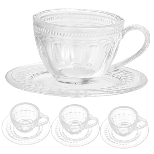 MOLUCKFU 4 Sätze Teiliges Mini Teetassen Set aus Transparentem Kunststoff Detailreiche Puppenhaus Dekoration Langlebig Bruchsicher Geeignet für DIY Puppenstuben Küchen Wohnzimmerszenen von MOLUCKFU
