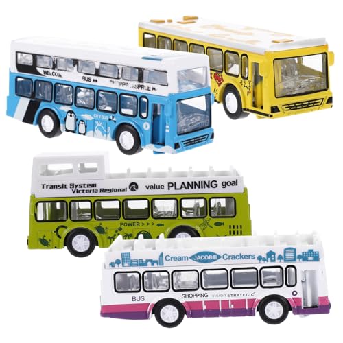MOLUCKFU 4 Stück Busmodell kleine Busspielzeuge Spielzeugbus Fahrzeuge zurückziehen für kinderspielzeug Funny Toys Simulation Stadtbus Auto Legierung von MOLUCKFU
