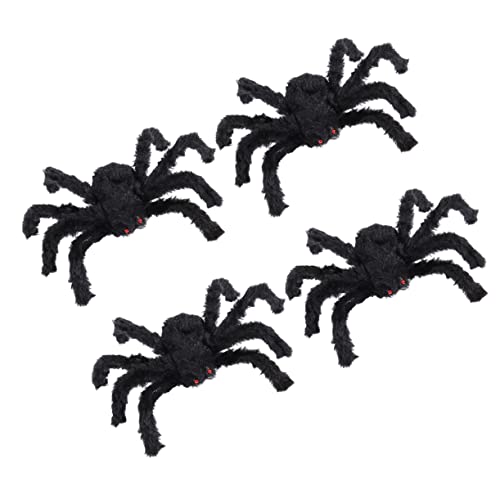 MOLUCKFU 4 Stück Halloween Spinnen Deko Realistische Schwarze üschspinnen Für Gruselige Dekoration Perfekt Für Halloween Feiern Und Streichspiele Ideal Für Spinnennetz Layouts von MOLUCKFU