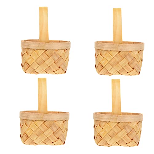 MOLUCKFU 4 Stück Handgeflochtene Korbboxen Hochzeitsdekorationen Korb Ostern Schmuckkorb Für Blumen Brautkorb Armband Für Kleine Weidenkörbe Mini Puppen Aus Holz von MOLUCKFU