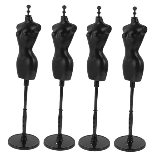 MOLUCKFU 4 Stücke Mini Abnehmbare Mannequin Ständer Für Puppe Kleid Display Schneiderpuppen Nähen Hohl Mannequin Schwarz von MOLUCKFU