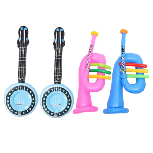 MOLUCKFU Aufblasbares Musikspielzeug Aus PVC: 4-teiliges Set Mit Trompeten- Und Banjo-partyzubehör Für Jungen Und Mädchen Dekorationen in Zufälliger Farbe von MOLUCKFU