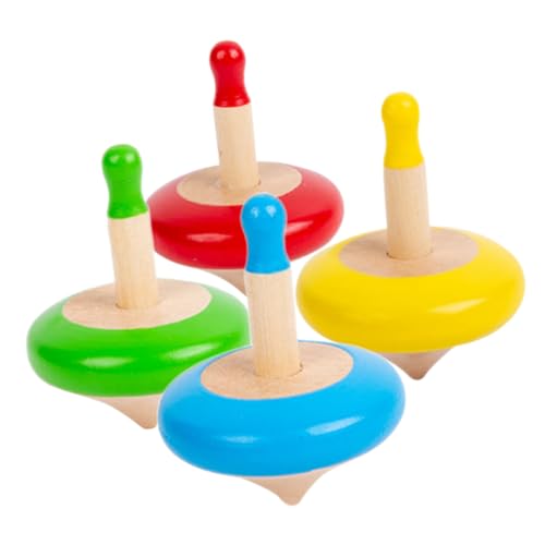 MOLUCKFU 4 Stück Kreiselspielzeug Für Jungen Und Mädchen Spielzeug Aus Holzmaterial Rotierendes Kreiselspielzeug Für Jungen Und Mädchen Interessantes Spielzeug Für Jungen Und Mädchen von MOLUCKFU