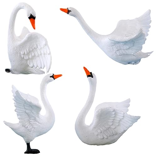 MOLUCKFU 4 Stück Mini-Schwan-Ornament Mini-Enten Kleines Schwanenmodell Miniaturen Mini-Schwan-Figuren Frosch- Miniaturtiere Mini- Minifiguren in Loser Schüttung Plastik von MOLUCKFU