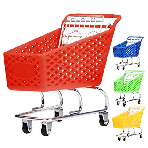 MOLUCKFU 4 Stück Mini Supermarkt Handwagen, Kleine Supermarkt Handwagenmodelle, Desktop Ornament, Supermarkt Handwagenmodi, Desktop , Mini Supermarktwagen, Kleiner Einkaufswagen, von MOLUCKFU