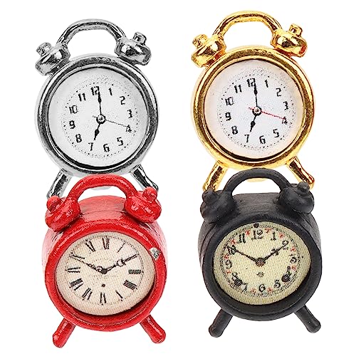 MOLUCKFU 4 Stück Mini Uhren, Modell, Mini Uhren Zum Basteln, Miniatur Hauszubehör, Puppenhaus Zubehör, Mini Uhr, Mini Wecker, Miniatur Wecker, Mini Uhr Für Puppenhaus, Zufällige Farbe von MOLUCKFU