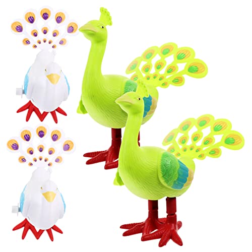 MOLUCKFU 4 Stück Pfau Aufziehspielzeug Pfau Skulptur Mädchen Pfau Statue Cartoon Uhrwerk Lustiges Laufspielzeug Kleinkinder Bezauberndes Uhrwerk Bauchmuskeln von MOLUCKFU