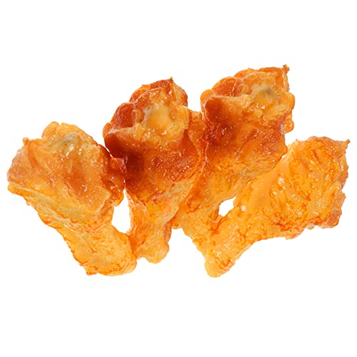 MOLUCKFU 4 Stück Simulierte Chicken Wings und Drumsticks Essen für Kleinkinder vorgeben realistisches Essen gefälschtes Essen Küchenspielzeug für Mädchen 6-12 Hühnerbeine Modell PVC von MOLUCKFU