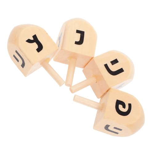 MOLUCKFU 4 Stück Teiliges Chanukka Holzkreisel Bemalbar Kreatives DIY für Traditionelle Hanukkah Partygeschenke Handbemalte Holzkreisel als Festliche Bastel und Dekorationsideen von MOLUCKFU