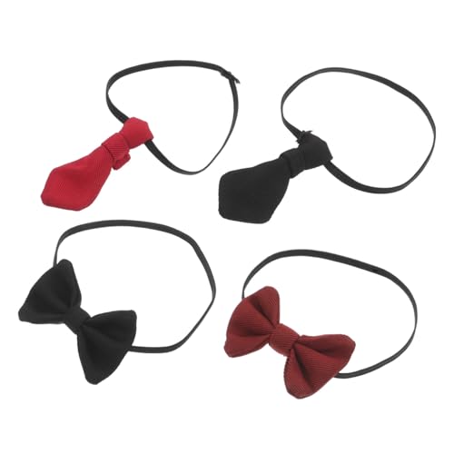 MOLUCKFU 4 Stück Teiliges Mini Puppen Krawatten aus Baumwolle Kleine Schwarze und Rote Schleifen und Krawatten für Puppenbekleidung Vielseitige Accessoires zum Mixen und Basteln von MOLUCKFU