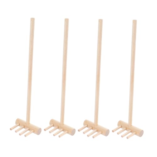 MOLUCKFU 4 Stück Teiliges Miniatur Holzrechen für Sandtisch und Mikrogarten Kleine Sandwerkzeuge mit Glatter Oberfläche Vielseitig Einsetzbar für Sandkasten und DIY Gartenlandschaft von MOLUCKFU