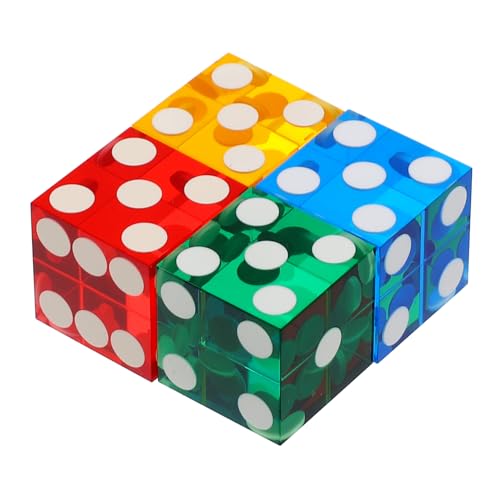 MOLUCKFU 4 Stück Präzise Acryl Spielwürfel für Partys Sechsseitige Unterhaltungswürfel in Zufälligen Farben für Tischspiele und Freizeitaktivitäten von MOLUCKFU