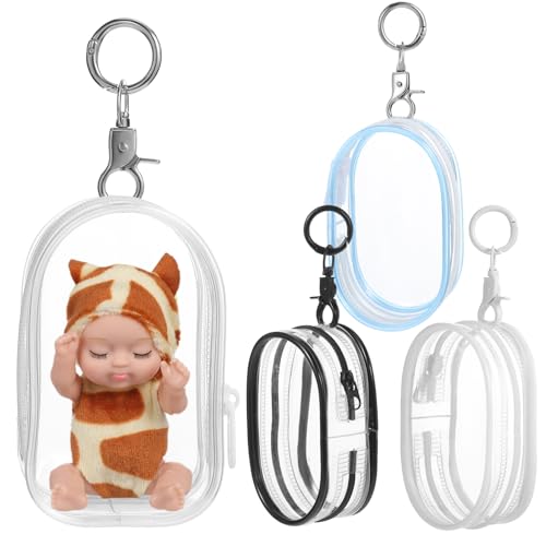 MOLUCKFU Figur Display Tasche Set Schlüsselanhänger 4 Pack Puppe Lagerung Beutel Zipper für Sammler von MOLUCKFU
