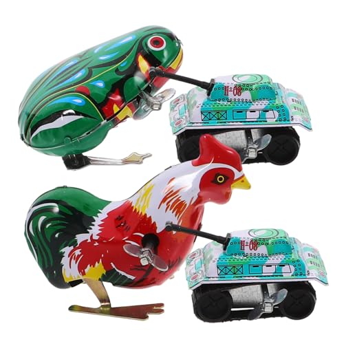 MOLUCKFU 4er Set Nostalgische Aufziehspielzeuge Für Cochain Tier Dunkelbraun Zufälliger Stil Primäre Spielzeuge Für Kleinkinder von MOLUCKFU