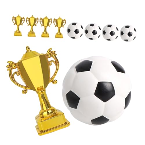 MOLUCKFU 5 Sätze Deko Mini Gold Pokal Trophäen Kunststoff Soccer Party Topper Kleine Auszeichnungen für Kindergeburtstag Sport Motto von MOLUCKFU