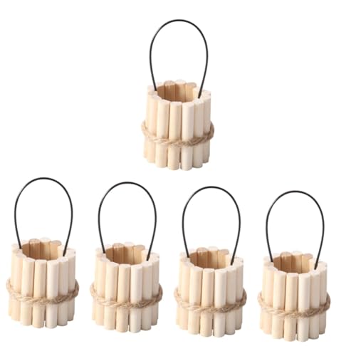 MOLUCKFU 5 Stück Kleine Holzeimer, Simulierter Wassereimer, Mini Eimer Modell, Mini Holzeimer, Holz Wassereimer, Puppenhaus Wassereimer Modell, Holzeimer, Holzhandwerksdekoration von MOLUCKFU