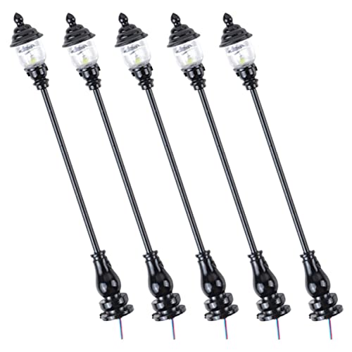 MOLUCKFU 5 Stück Modell Gartenlicht Straßenlaterne Miniaturen Miniaturdekor Gartenschmuck Lampe Modell Mikrolandschaft Ornament Mini Hausdekoration Kleine Straßenlaterne Mini Parklampe von MOLUCKFU